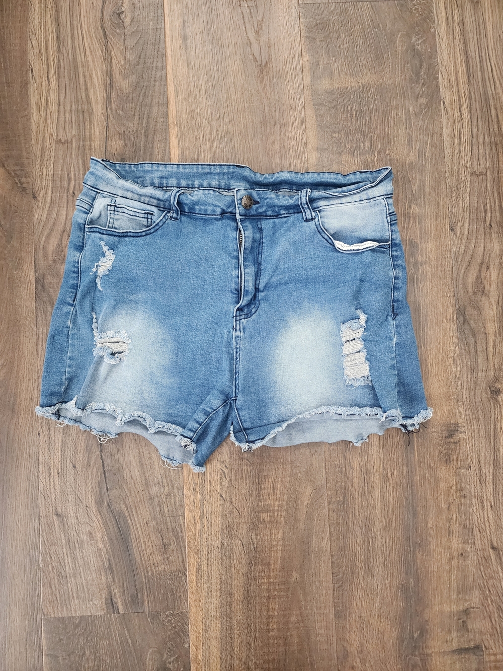 Crazy Train Light Blue Distressed Denim Cutoff Shorts